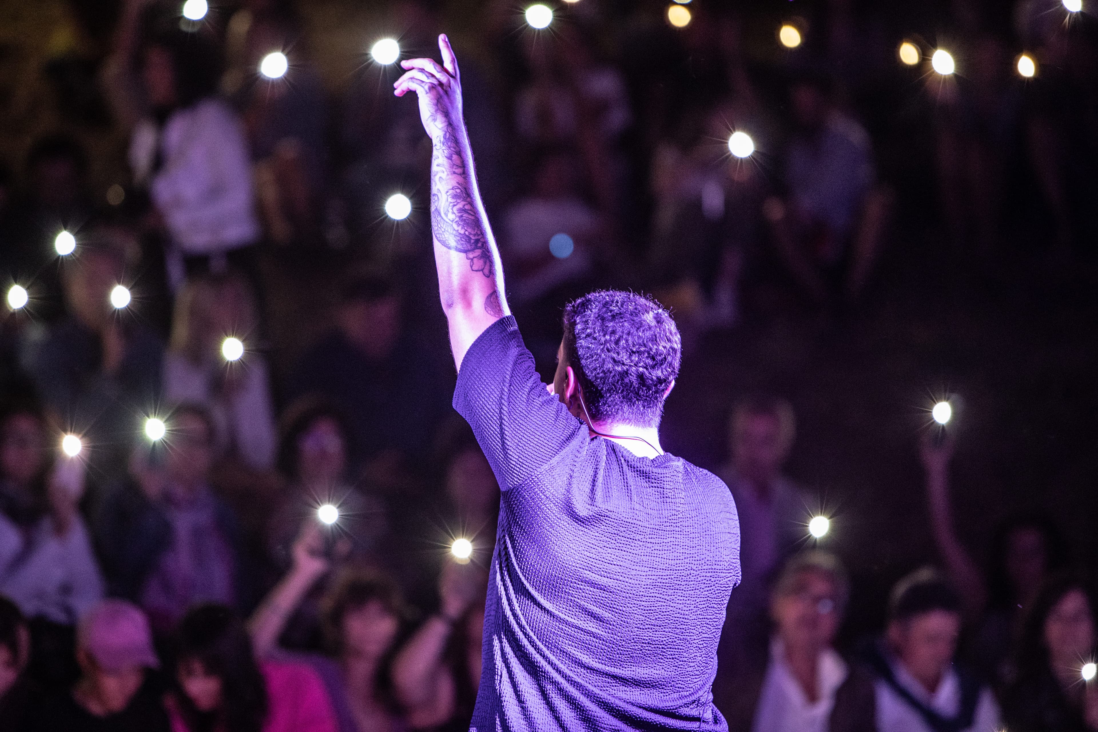 Houston sul palco con il pubblico