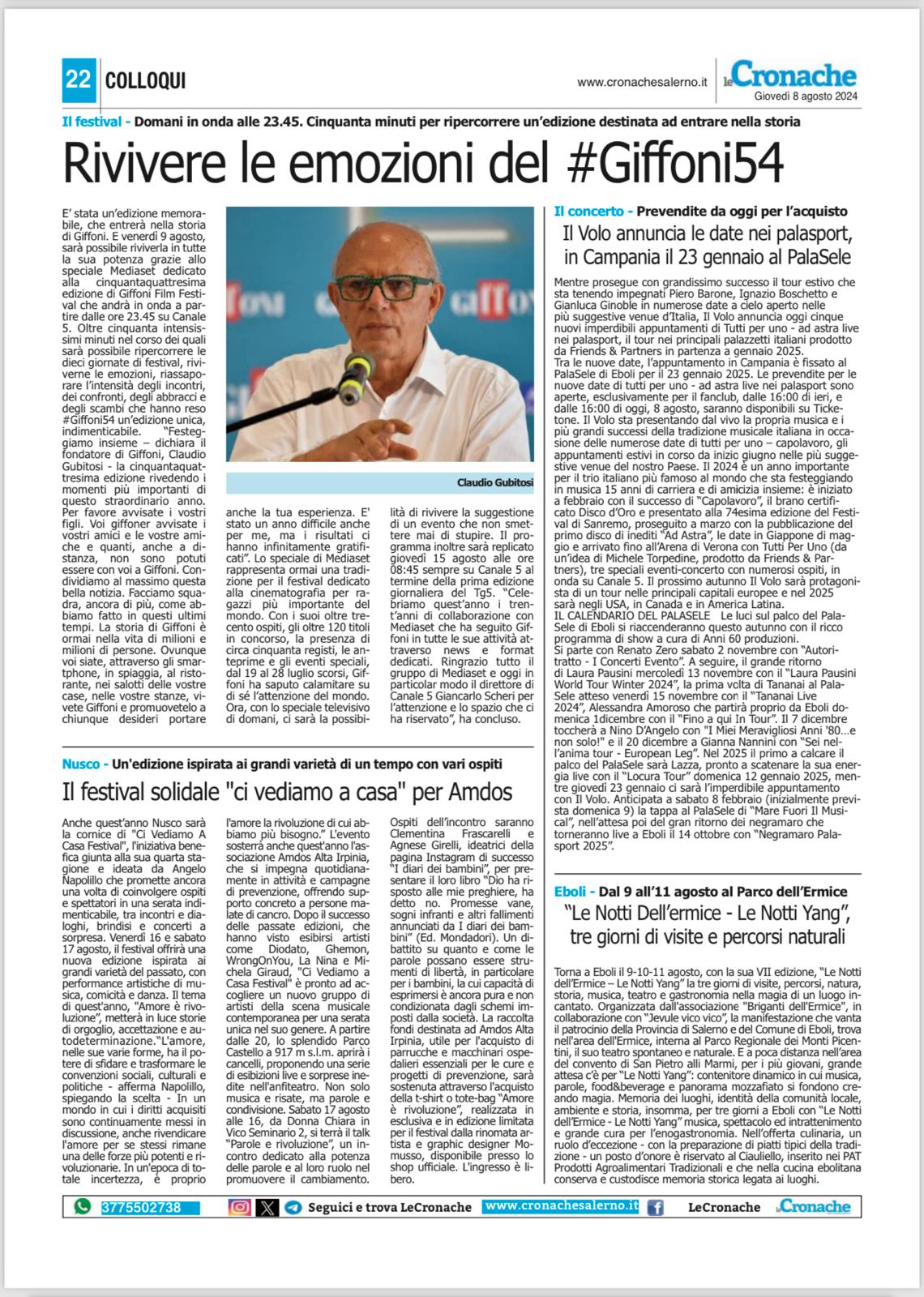 Le Cronache — Giovedì 8 agosto 2024